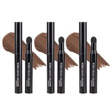 MLSMILE 여성용 헤어라인 파우더 스틱 3개 루트 터치 업 헤어 컬러 그레이 커버리지 커피 섀도우 얇은 모발용 여성 남성용 [호환], 커피-3개