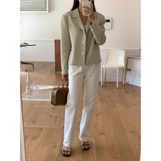 이너프 여성 일자핏 화이트데님