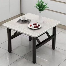 접이식 테이블 사각 간이 책상 1인용 식탁 공부 탁자, 화이트 우드 60x60x52