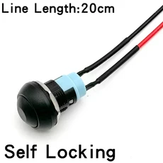 케이블 순간 누름 버튼 스위치 와이어가있는 방수 재설정 자동 잠금 전원, 01 Black Locking, 01 5PCS