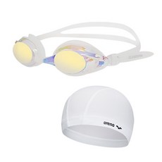 SILVERSPIN 鏡面泳鏡 SGT-601M Clear + Arena Span Swimming Cap, 601M透明+相撲白