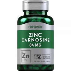 Piping Rock 아연 카르노신 보충제 | 84mg | 150캡슐 | GMO 프리 글루텐 프리, 1개