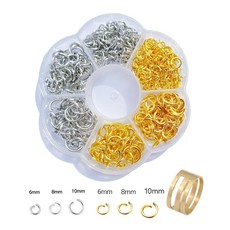 견고한 오링 컬러오링 6칸 연결링 키링 부자재, 실버골드혼합, 1개