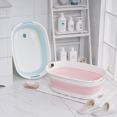 빼다 틈새수납 접이식 다용도 물빠짐 대야 수납 바스켓 리빙박스, 블루, S(53.5x38x8(20)cm), 1개