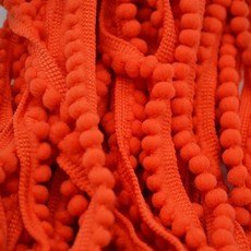레이스 면 천 원단 5 야드 pom pom trim ball 11mm 미니 진주 pompom 프린지 리본 바느질 kintted 패브릭 수제 공예, 주황색, 1개