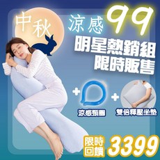 日本旭川明星熱賣組：側睡海馬枕、雙倍支撐坐墊、涼感冰頸圈，舒適睡眠與辦公良伴, 光速傳導石墨烯-灰,1組(坐墊頸圈各1)