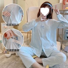 嚴選100棉質月子服春秋季長袖孕婦睡衣懷孕期大碼產後餵奶哺乳家