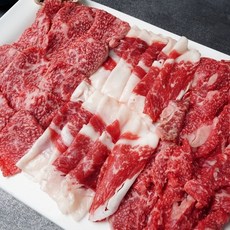 기타 1++ 한우 투쁠 모듬한판 구이세트 600g (보섭200g+삼각200g+차돌200g), 1개