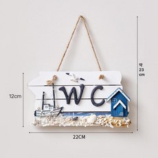 장식 표지판 걸이형 화장실 네임택 부착형 이름 수목, WC 세일보트