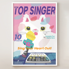 퍼플더스트 노래방 그림 고양이 포스터, 1.노래방캣_A4, 포스터만