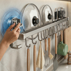 에너바인 초강력 부착식 조리도구 걸이, 그레이(짙은회색), 1개