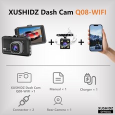 XUSHIDZ 차량 DVR 1080P 24 녹화 대시 주차 비디오 센서 HD 비전 루프 모니터 시간, Q08wifi n rear Cam, 없음