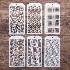 벽 가구 공예품 스크랩북 페인팅을 위한 DIY 장식 스텐실 템플릿 6개 세트(잎꽃), Brick