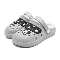 디즈니 미키마우스 패치 크로그 유아동 털 방한샌들