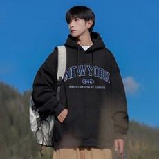 FONOW 남녀공용 오버핏 뉴욕USA 소프트 특양면 커플룩 후드티