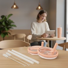 텀블러 뚜껑 퀜처 밀폐뚜껑, 1세트, 591ml, 딥피치