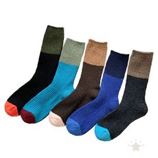 남성 중목양말 배색디자인 세로줄무늬 기모처리 보온용 겨울용 데일리 학생용