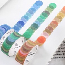 땡땡이 컬러 마스킹 테이프 선물포장용 컬러도장 자작소품 용품 재활용 체크리스트 문구 제 투명 dew+695iT, 7