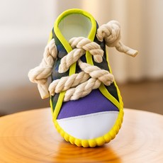 오브펫 강아지 이갈이 장난감 삑삑이+방울소리 신발 모양 스트레스 해소, 1개, 노란색