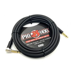 PIG HOG 樂器導線 18.5呎 黑色 8mm 線徑 吉他 貝斯導線, 1個, 直L頭 PH186R
