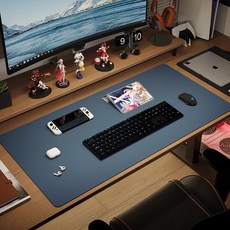 감성작가 가죽 데스크매트 사무용품 데스커 책상패드 보호 매트 덮개 방수패드 책상깔판, 네이비