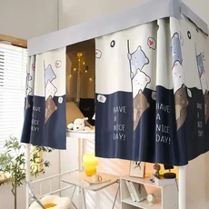 기숙사 침대 커튼 장식 암막 차단 이층 너비 텐트 범용 2M 모기장 프라이버시, W200 X L115cm 2pcs, [00] Style11