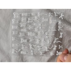 발레리나 리본 네일 스티커, 1개, White
