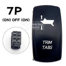 12V 24V 20A 자동차 보트 토글 로커 스위치 방수 파란색 LED 빛 5Pin ON-OFF SPST 해양 ATV 트럭 트레일러, 46 TRIM TABS-7P