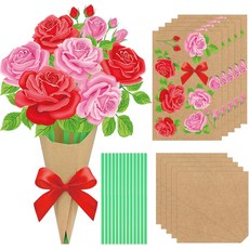24 PCS 꽃다발 공예 키트 DIY 꽃 선물 어머니의 날 종이 교사 감상 주간 홈스쿨 교실 활동을 위한 나만의 만들기