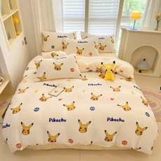 포켓몬 피카츄 파이리 겨울 극세사 이불커버 베개커버 침구 세트