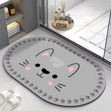 卡通動物浴室吸水地墊衛生間廁所門口硅藻泥速幹防滑腳墊入戶門墊, 1個, 硅藻泥地毯05