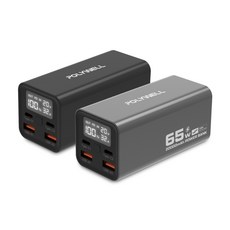 POLYWELL 20000mAh 65W大容量行動電源 PD快充 LED電量顯示, 灰色, DDS016-03
