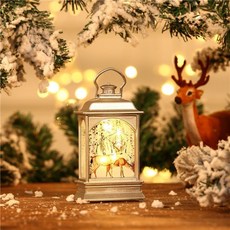 聖誕電話亭造型小夜燈 發光擺件 創意雪人燈光禮品, 小扁風燈【小鹿】13*7*3.5cm, 1個
