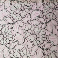 dklace 레이스원단모음 / 원단레이스 9206 폭 145cm 자가드원단, 화이트(블랙선염), 1개