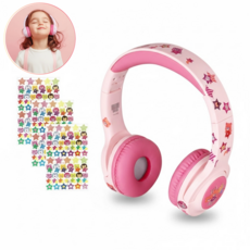 나비 키즈헤드셋 어린이 유아 청력보호 블루투스 접이식 무선 헤드폰 어학용 내장 마이크, NV196-CHD2G, 핑크