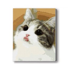 MANTO 台灣製造 大尺寸 DIY數字油畫 50x65cm 貓咪狗狗萌寵 初學者專用, 阿喵．罐罐在那裡?, 1套