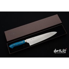 和欣行 現貨 越前打刃物 加藤義實作 角槌目 粉末鋼 牛刀 210mm 綠松石柄, 1個