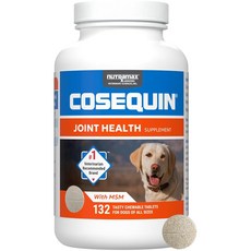 Nutramax Laboratories Cosequin 반려견 관절 건강 보충제 글루코사민 콘드로이틴 MSM 함유 132정, 1개