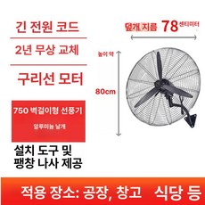 공업용 선풍기 공장 이동식 현장 식당 업소용 강풍기, 벽걸이형 750 모터 알루미늄날개 3m