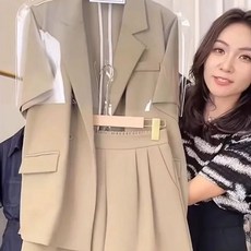 아우얼스룸 여성 여름 캐주얼 정장 재킷 투 반바지 세트 셋업