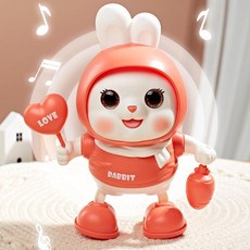 嬰幼兒電動爬行玩具 音樂益智學習爬娃 練習擡頭翻身, 賀歲粉小小兔【2首+燈光+跳舞】,電池版【收藏送螺絲刀】, 1個