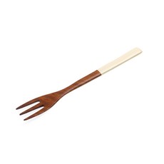 해피존 옻칠 크림 손잡이 어린이 포크, 1개