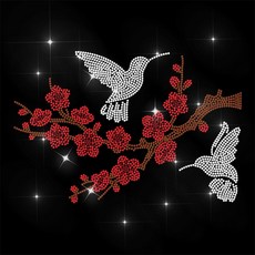 1개 유리 핫픽스 라인스톤 다리미 부착형 아플리케 의상 액세서리 (옷 가방 바지용) 벌새 모양 297x210mm, 혼합색