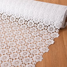 데코리아 북유럽풍 레이스 방수코팅 식탁보 JD164, 90cm x  5m, 화이트, 1개