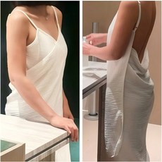 여성용 여름 얇은 면소재 섹시 백리스 입는형 슬립형 목욕 가운