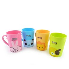 開心水杯 480ml 浴室水杯 口杯 漱口杯 動物造型水杯, 1個, 藍 (熊貓)