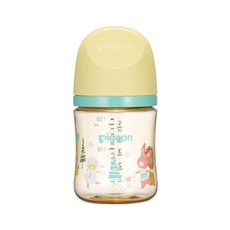 Pigeon貝親 第三代母乳實感彩繪款PPSU奶瓶160ml (貓狗派對黃/農場物語綠/動物派對黃), 動物派對  黃, 1個