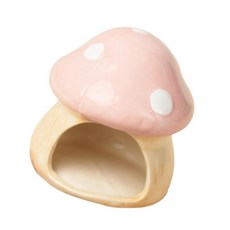 GHSHOP 세라믹 버섯 햄스터 은신처 햄스터 침대 햄스터 하우스 기니피그 집을위한 햄스터 하우스 기니피그 하우스, 분홍색, 1개