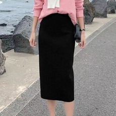 하이웨스트 여성 골지 치마 밴딩 스커트 니트 치마 k#sg