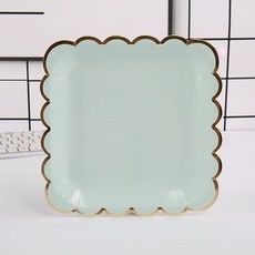 一次性紙碗 燙金加厚 生日派對小吃碗, 9寸方盤藍色10個, 1個